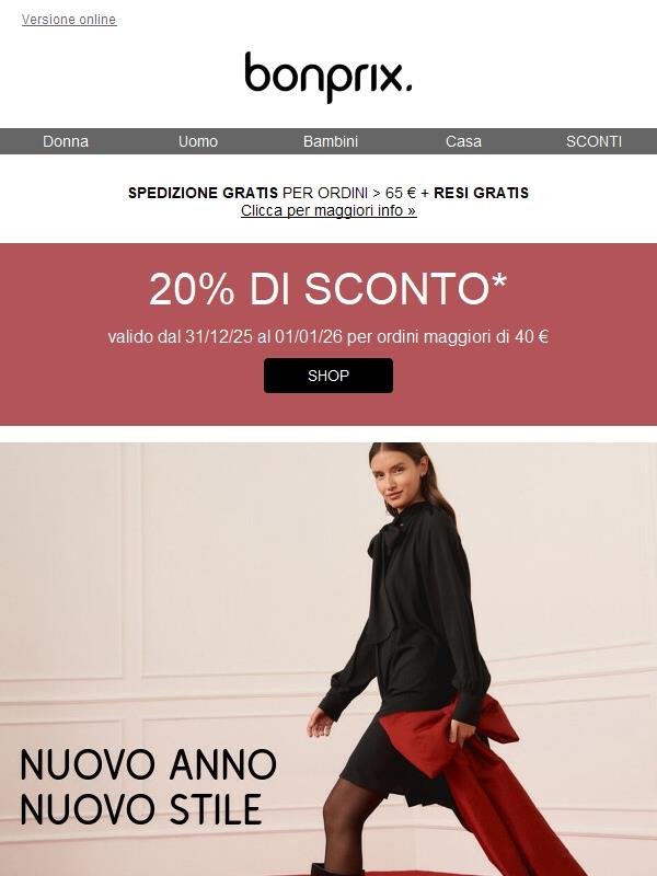 Offerta di Capodanno: 20% di sconto su tutto!