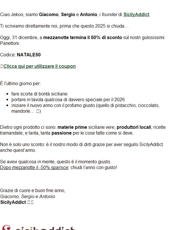 Lo sconto goloso va via con il 2025 ⏰