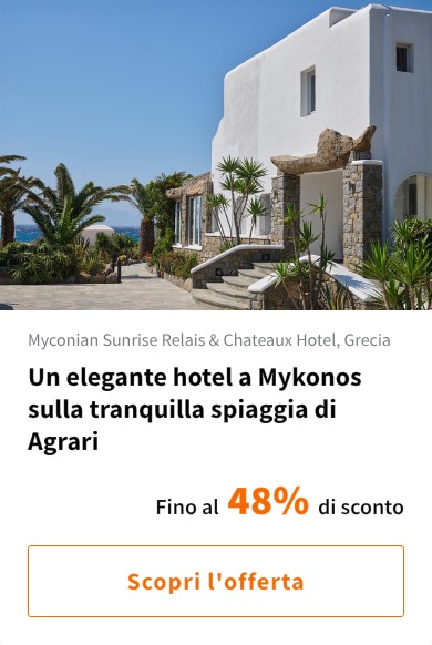 Un elegante hotel a Mykonos sulla tranquilla spiaggia di Agrari