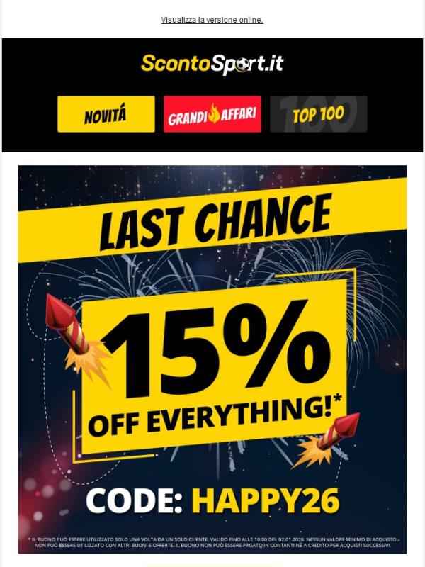 ⚠️ Ultima occasione per ottenere uno sconto EXTRA del 15 % ⚠️