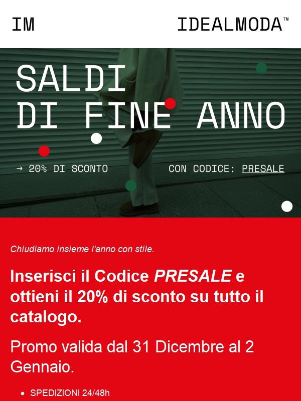 Saldi di fine anno: 20% su tutto il catalogo.