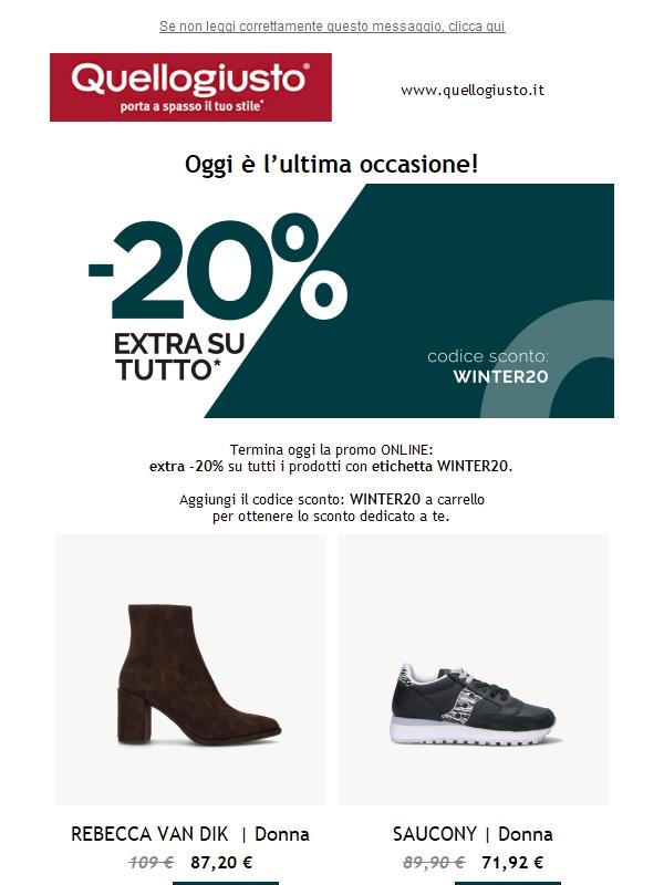 Oggi ultima occasione: extra -20% online WINTER20