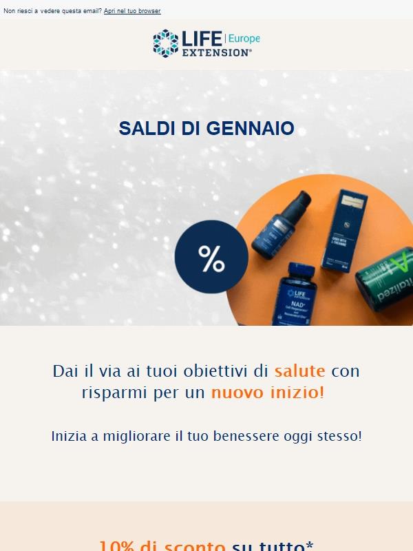 Saldi di gennaio: 10% di sconto su tutto!🚀