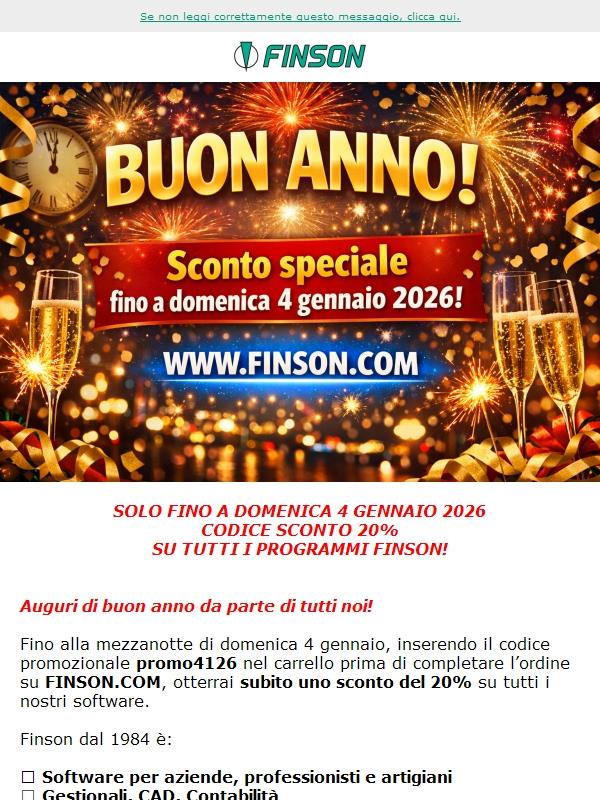 Buon Anno da Finson! Ecco il tuo codice sconto esclusivo