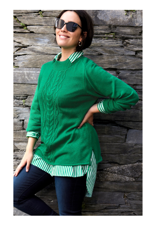 Maglione con maglia intrecciata, colletto alto e maniche lunghe