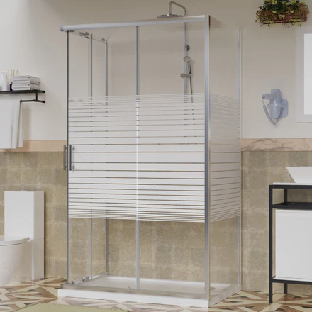 Box Doccia 80x120x80 3 Ante H 190 cm Scorrevole 6 mm Serigrafato e Trasparente