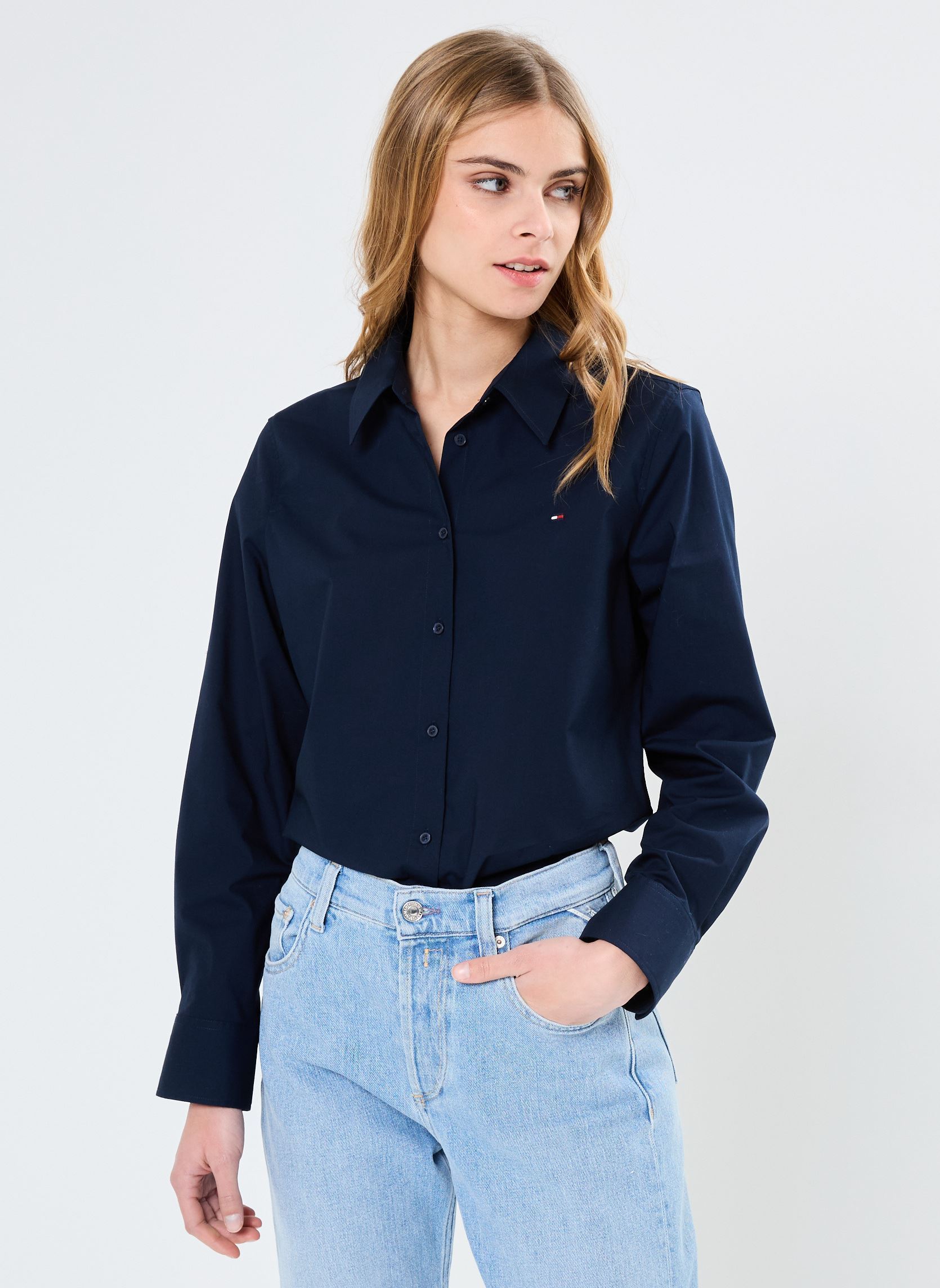 Tommy Hilfiger Camicie a maniche lunghe Nos Stretch Regular WW0WW43577 donna blu