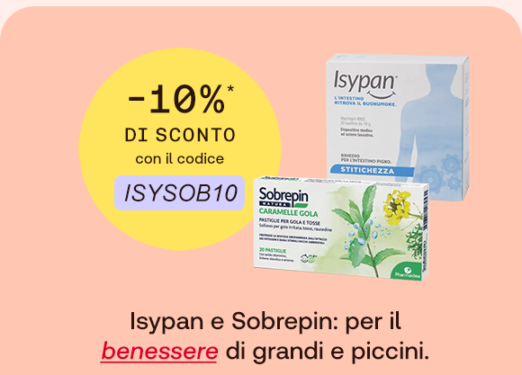 Promozione Isypan e Sobrepin per il benessere di grandi e piccoli, sconto del 10% con codice ISYSOB10.