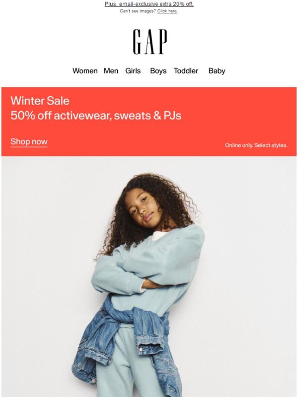 Treat yourself to 50% off activewear, sweats & PJs