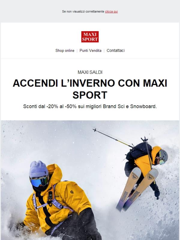 ❄️ Maxi Saldi Neve: accendi l'inverno con Maxi Sport!