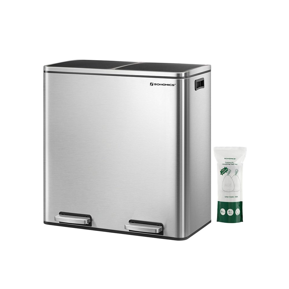 Pattumiera a Doppio Cestino Con Sacchetti Chiusura Ammortizzata Crema