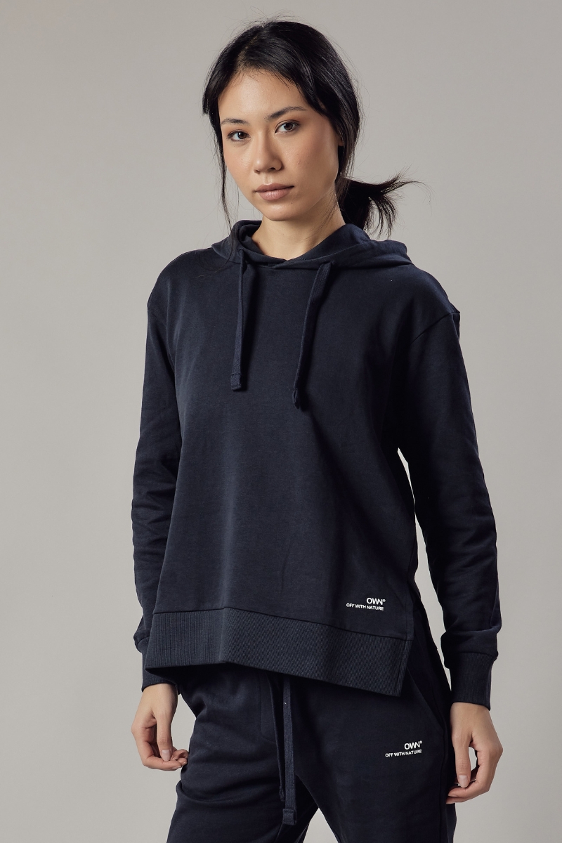 Felpa Felpata con Cappuccio e Spacchi Laterali