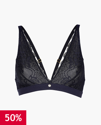 Reggiseno senza ferretto a vela Feminine Elegance in pizzo e tulle, nero