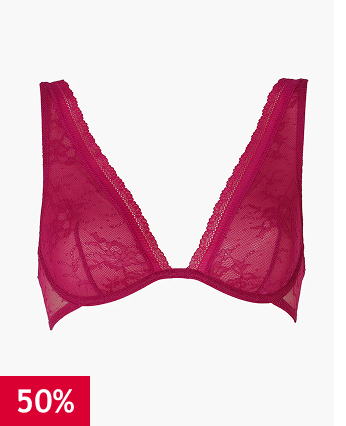 Reggiseno vela Romance Lace in pizzo, fucsia