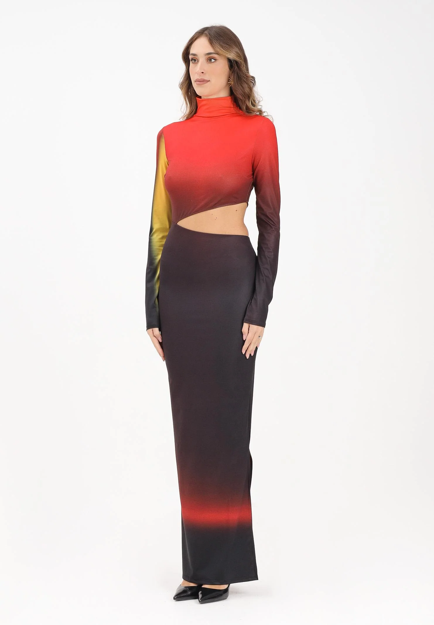 Image of PATRIZIA PEPE Abito lungo multicolore da donna con cut-out