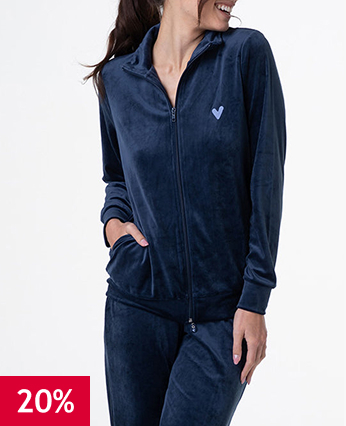 Homewear aperto in ciniglia, blu notte 