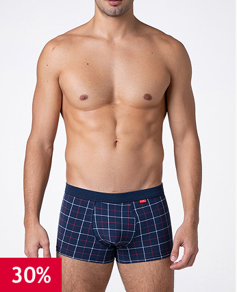 Boxer Printed Stretch Cotton, blu check