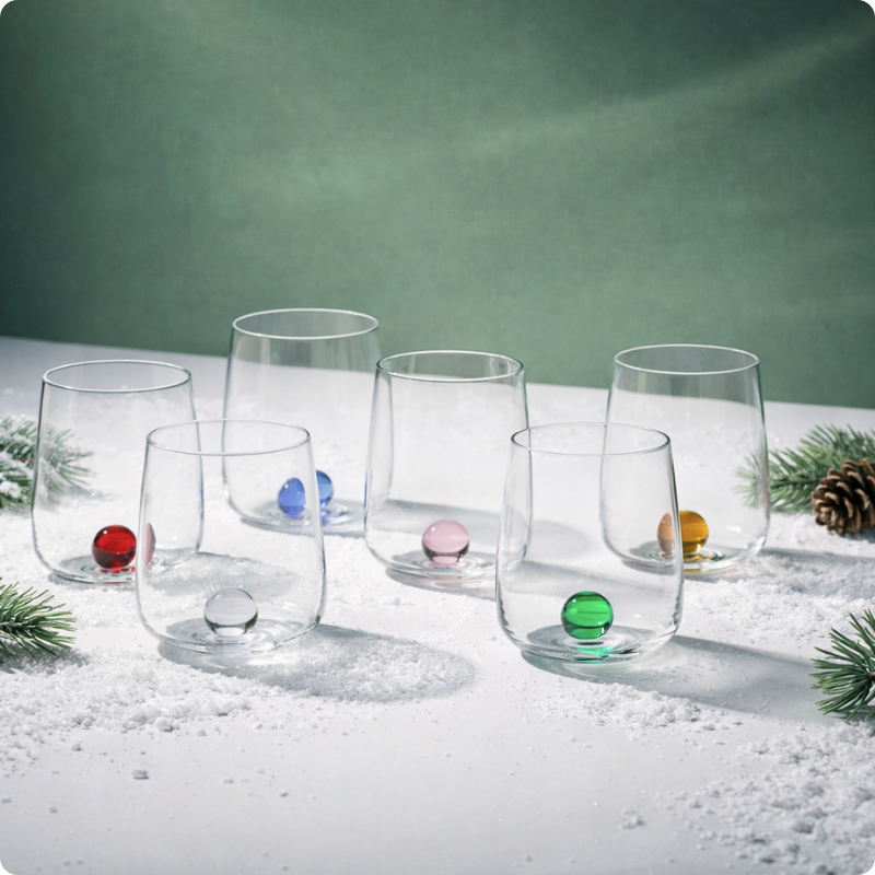 44 cl - Bilia Colored Borosilicate Glass Water Glass - Set 6 Pieces - Multicolored