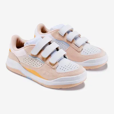 DECATHLON Scarpe da ginnastica bambino PLAYVENTURE CITY in cuoio con strap rosa