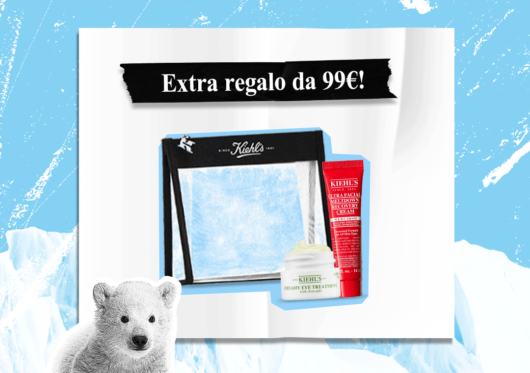 Beauty case Kiehl&rsquo;s con due mini-taglie in omaggio: Ultra Facial Meltdown Recovery Cream e Creamy Eye Treatment with Avocado. Extra regalo disponibile da 99&euro; di spesa.