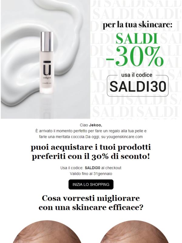 Ehi! Questa mail contiene uno sconto del 30%