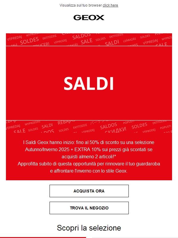❄️ Saldi FW25 | Fino al 50% di sconto + EXTRA 10% sui prezzi scontati