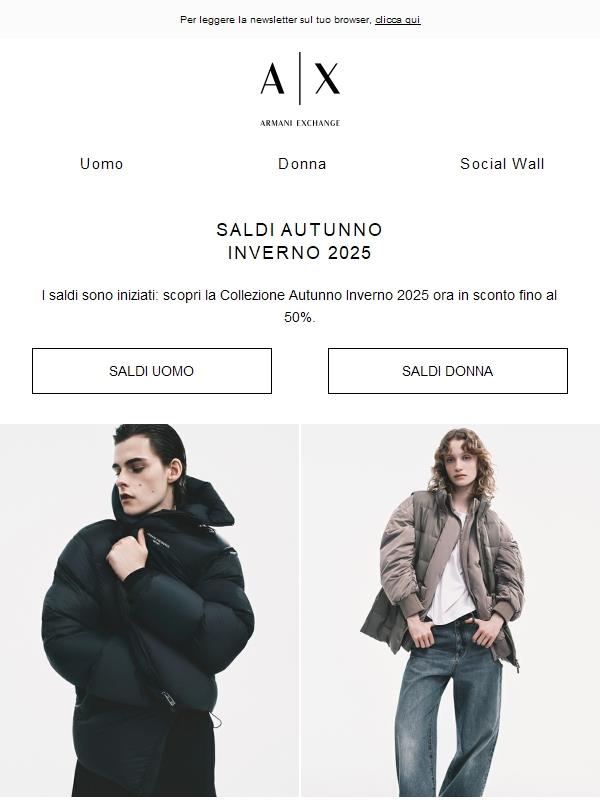 Iniziano i saldi: fino al -50% sulla collezione Autunno Inverno 2025