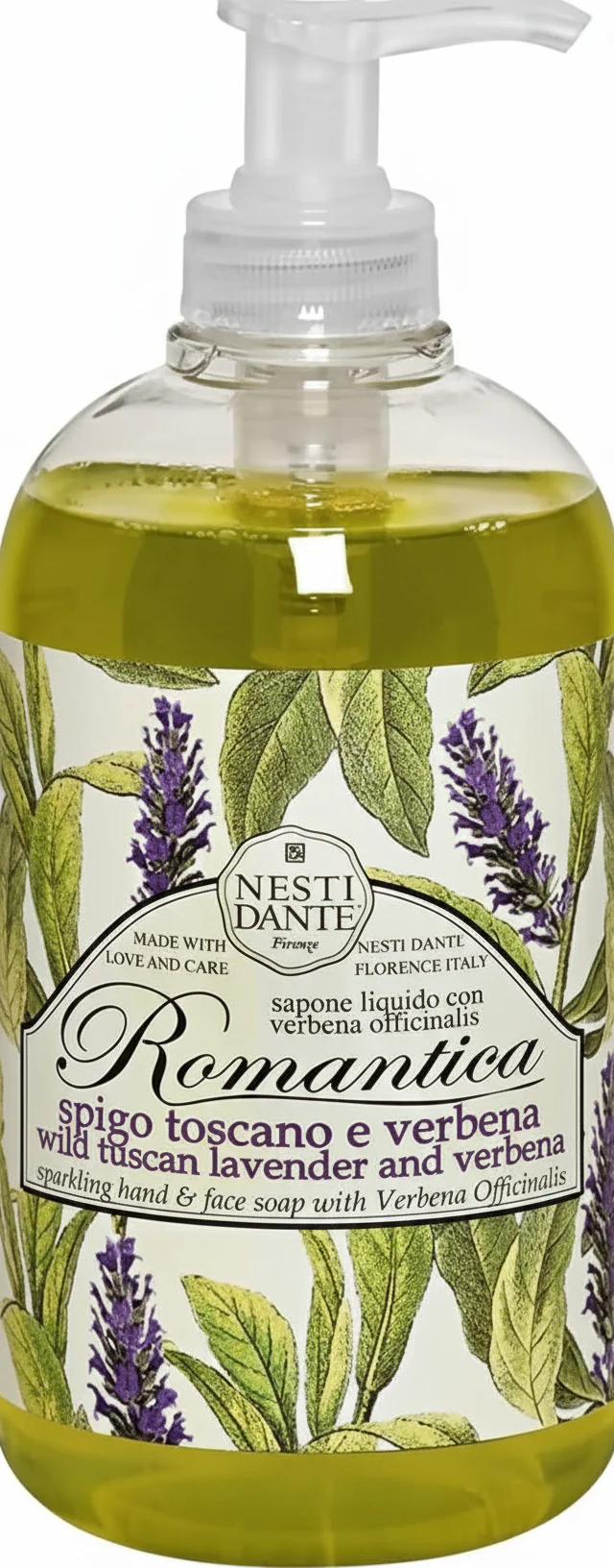 Nesti Dante Sapone Liquido Romantica Spigo Toscano E Verbena 500 Ml Sapone Liquido per le Mani Aromi Lavanda E Verbena