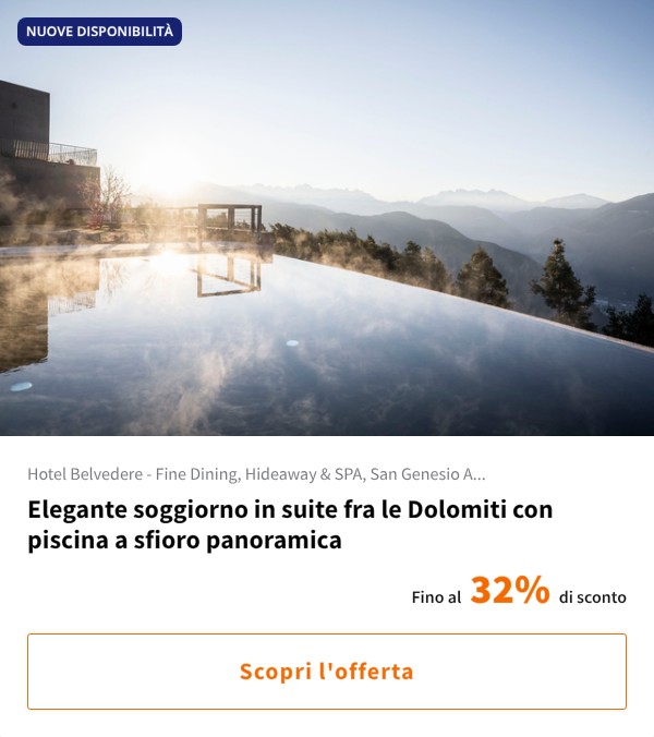 Elegante soggiorno in suite fra le Dolomiti con piscina a sfioro panoramica