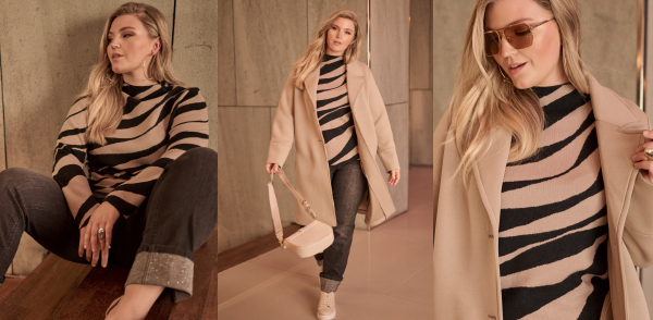 Maglione con onde, collo alto e maniche lunghe