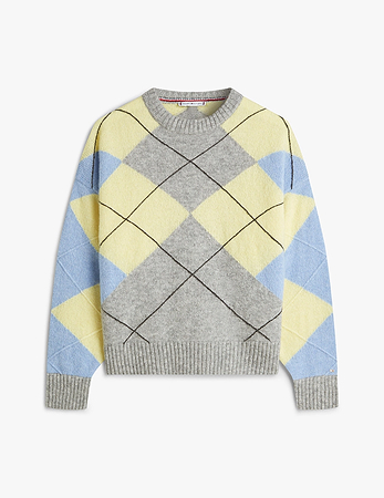 Pullover oversize a rombi in misto alpaca