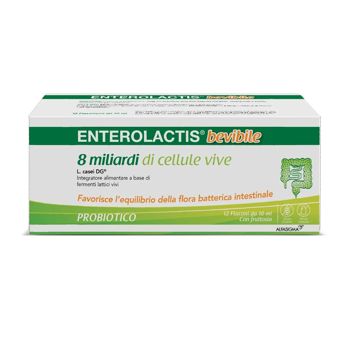Enterolactis Bevibile Integratore Fermenti Lattici Vivi e Probiotici 12 Flaconcini 10 ml