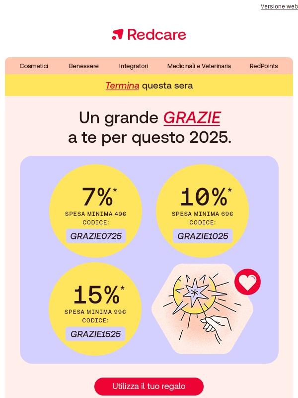 🎉 Ultime 24 ore: fino al -15% di sconto su tutto per dirti grazie!