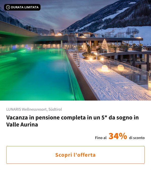 Vacanza in pensione completa in un 5* da sogno in Valle Aurina
