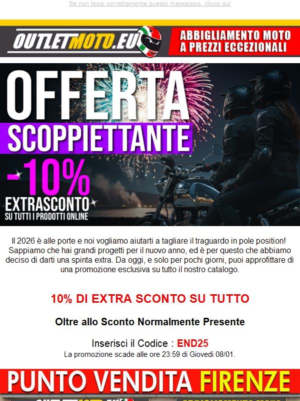 Scalda i motori per il 2026 : EXTRA 10% Su TUTTO!