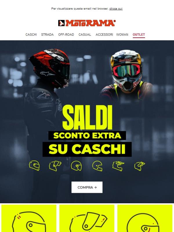 Saldi: EXTRA SUI CASCHI 💥