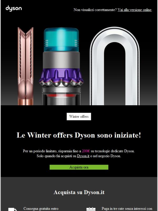 Le Winter offers Dyson sono iniziate!
