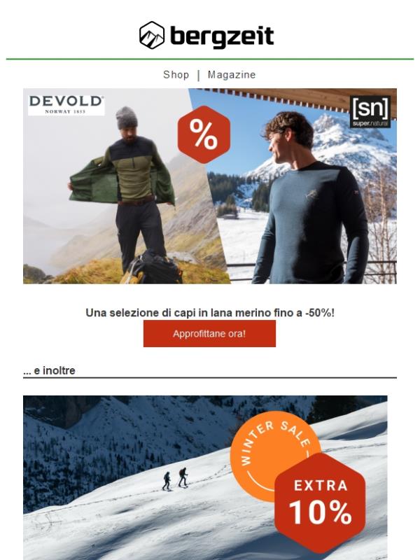 Merino fino a -50% ed extra 10%