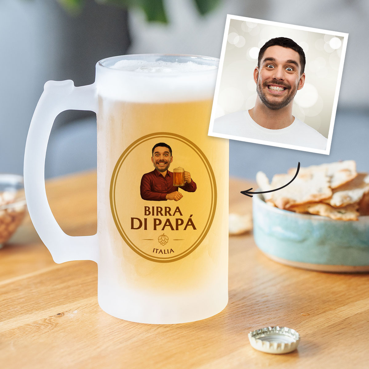 Image of Boccale da Birra Personalizzato con Logo e Faccia