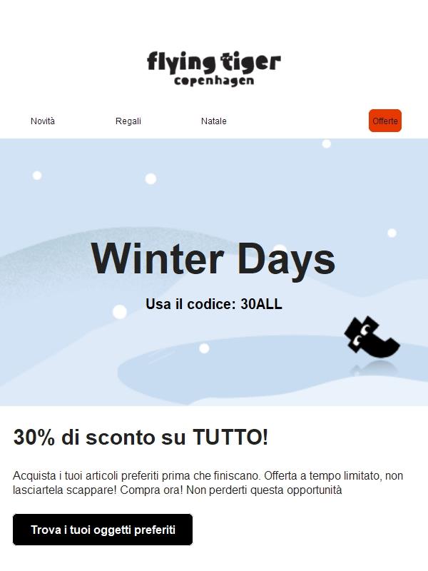 30% di sconto su TUTTO!