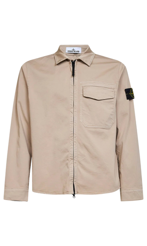 Stretch organic cotton satin overshirt