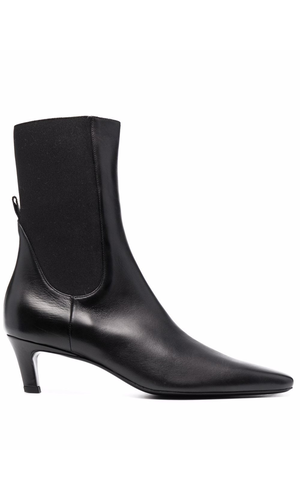 Leather mid heel boots