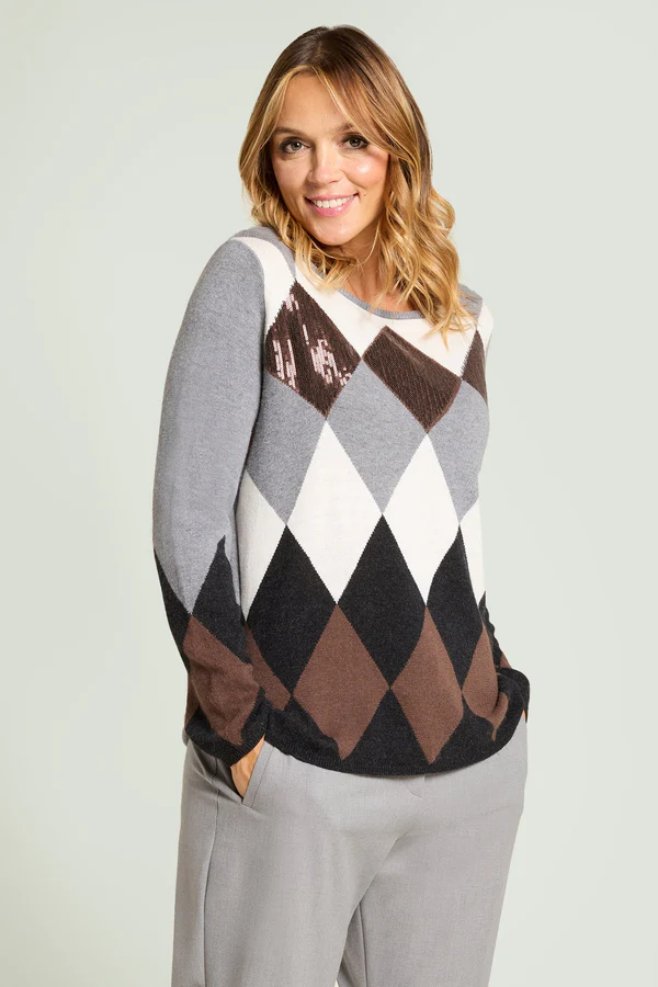 MAGLIA ARGYLE DEGRADE' E PAILLETTES