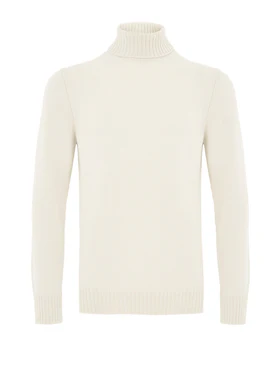 Maglione Dolcevita in Lana Bianco Gran Sasso