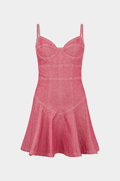 Oxford Denim Flouncy Dress