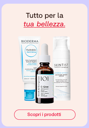 Prodotti skincare per la bellezza con testo &ldquo;Tutto per la tua bellezza&rdquo;.