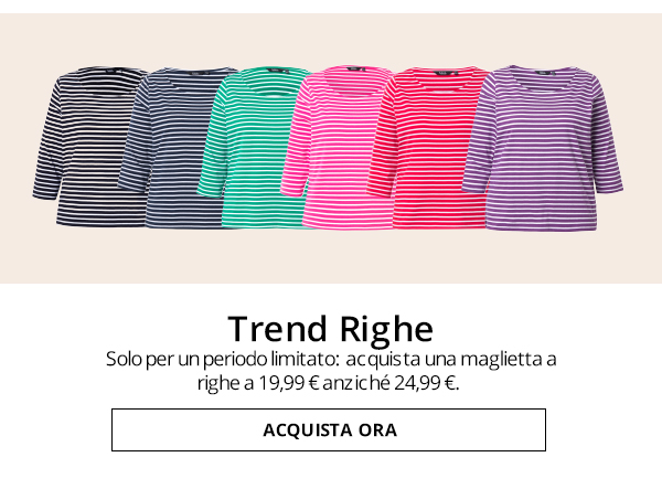 Maglia classica con righe, scollo rotondo e maniche a 3/4