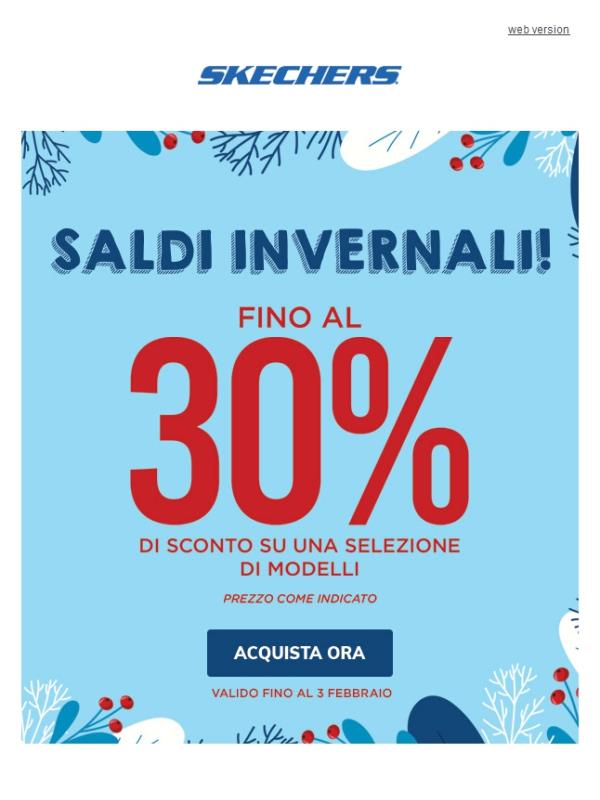 Saldi Invernali: fino al 30% di sconto