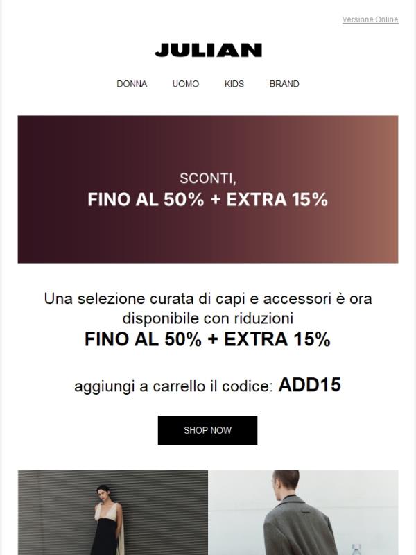 EXTRA 15% | Fino al 50% + extra 15%