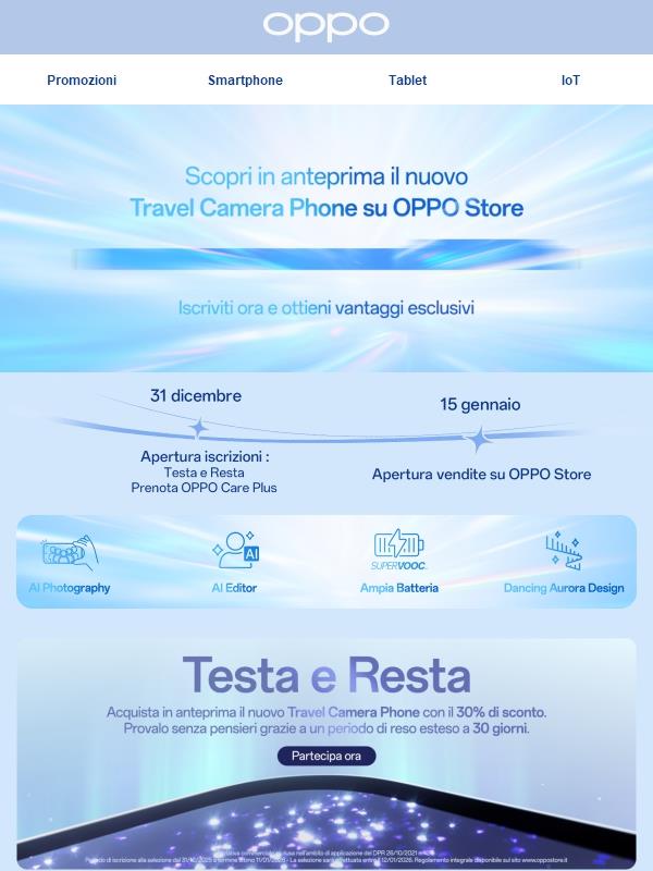 Scopri il nuovo Travel Camera Phone su OPPO Store